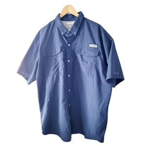 Columbia Men's PFG Omni Shade Blue Fishing Shirt Camp Shirt Sz XXL